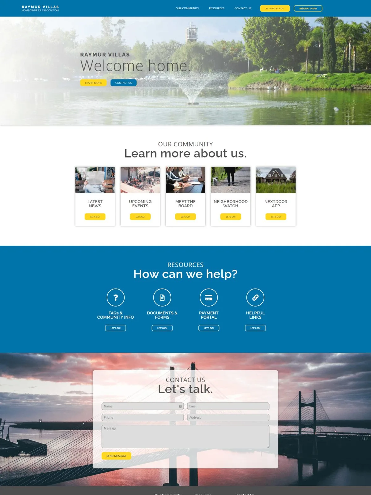 Homepage of the Raymur Villas website
