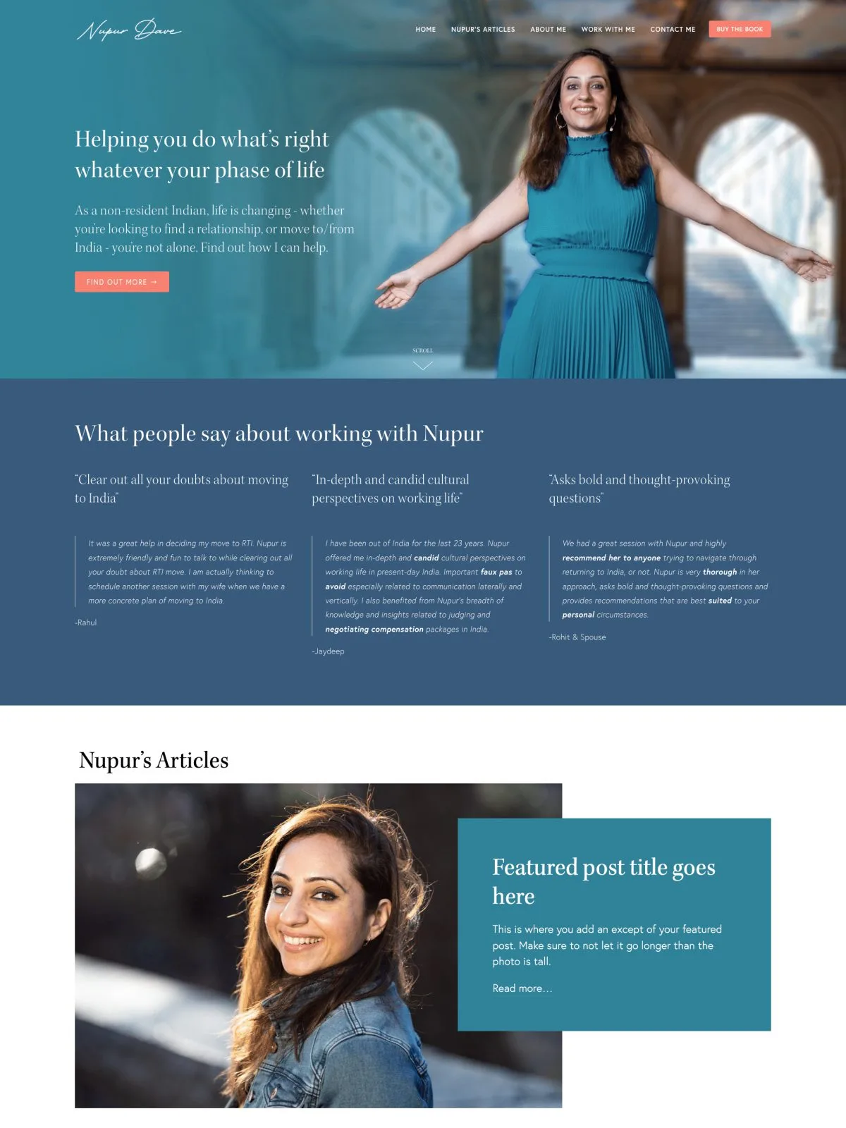 Homepage of the Nupur Dave website