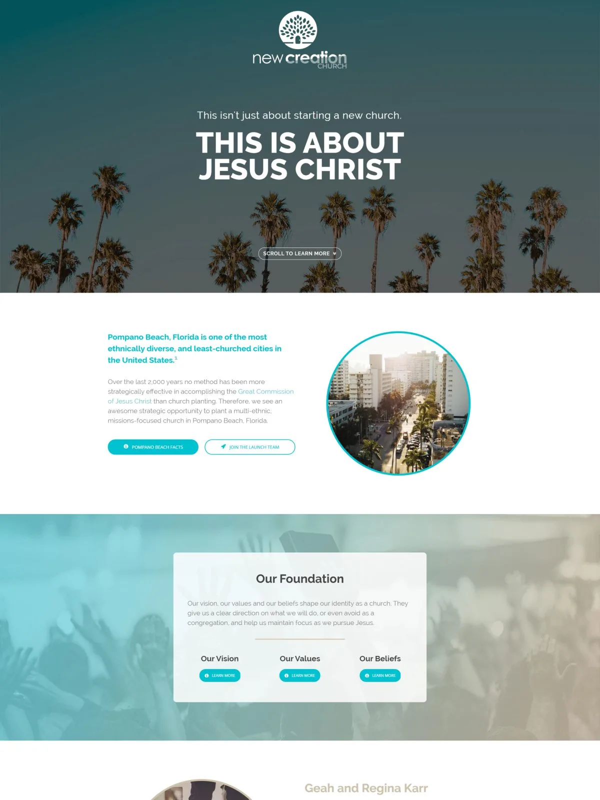 Homepage of the New Creation Church website
