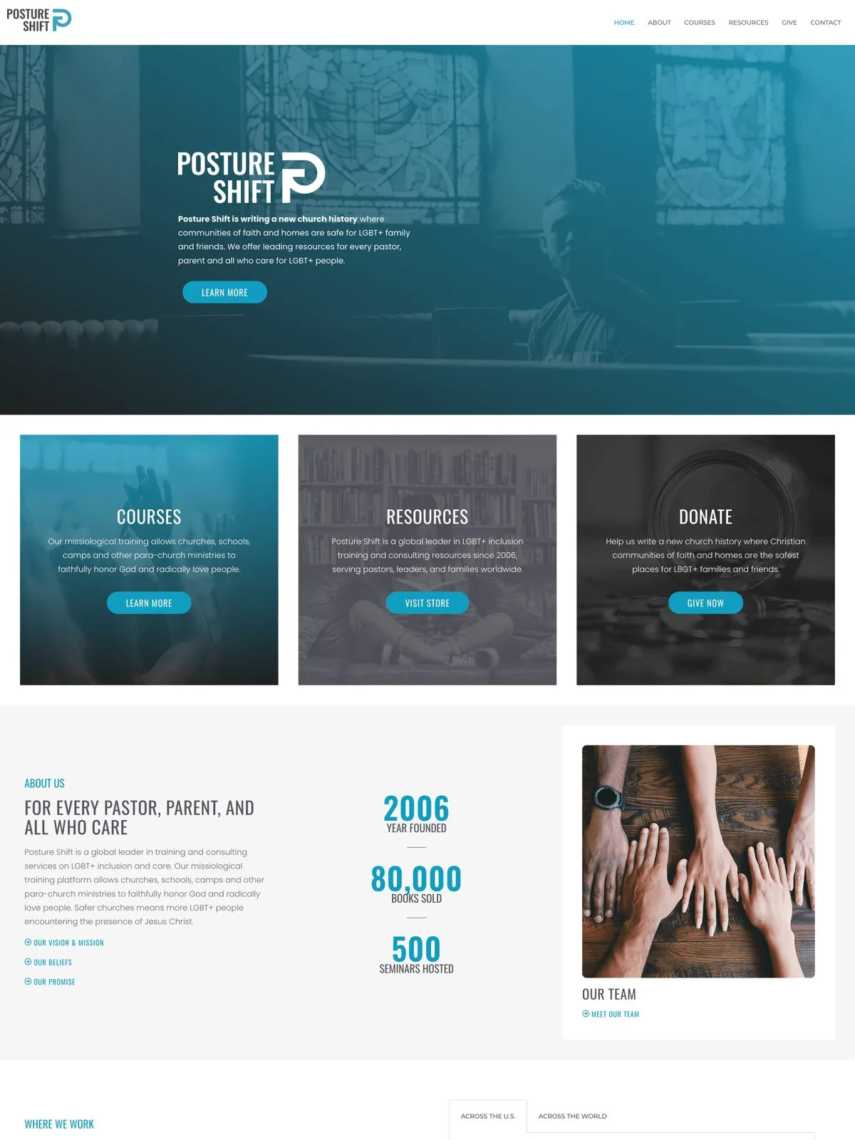 Homepage of the Posture Shift website